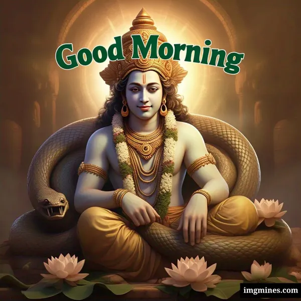 Good Morning Shri Hari Vishnu sitting on Sheshnag HD wallpaper