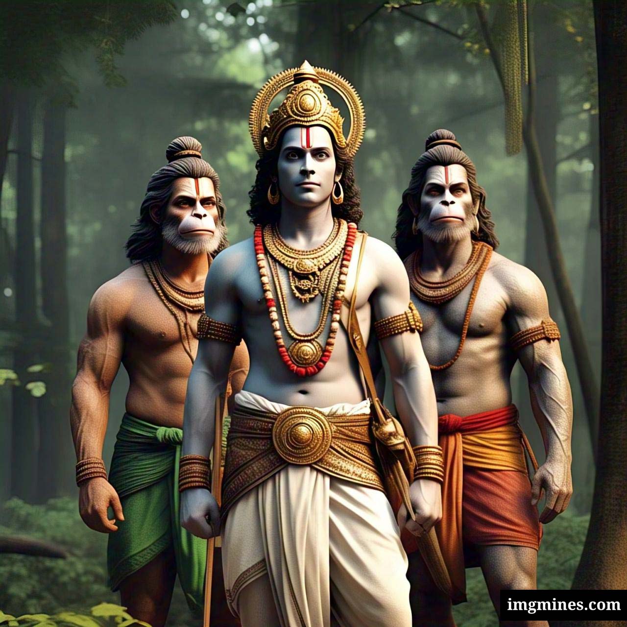 Good Morning Lord Shree Ram and Hanuman Ji together in jungle HD wallpaper