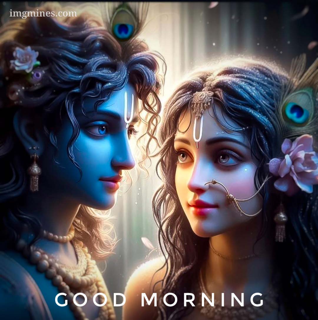 Cute Radha Krishna face close up romantic photo good morning image