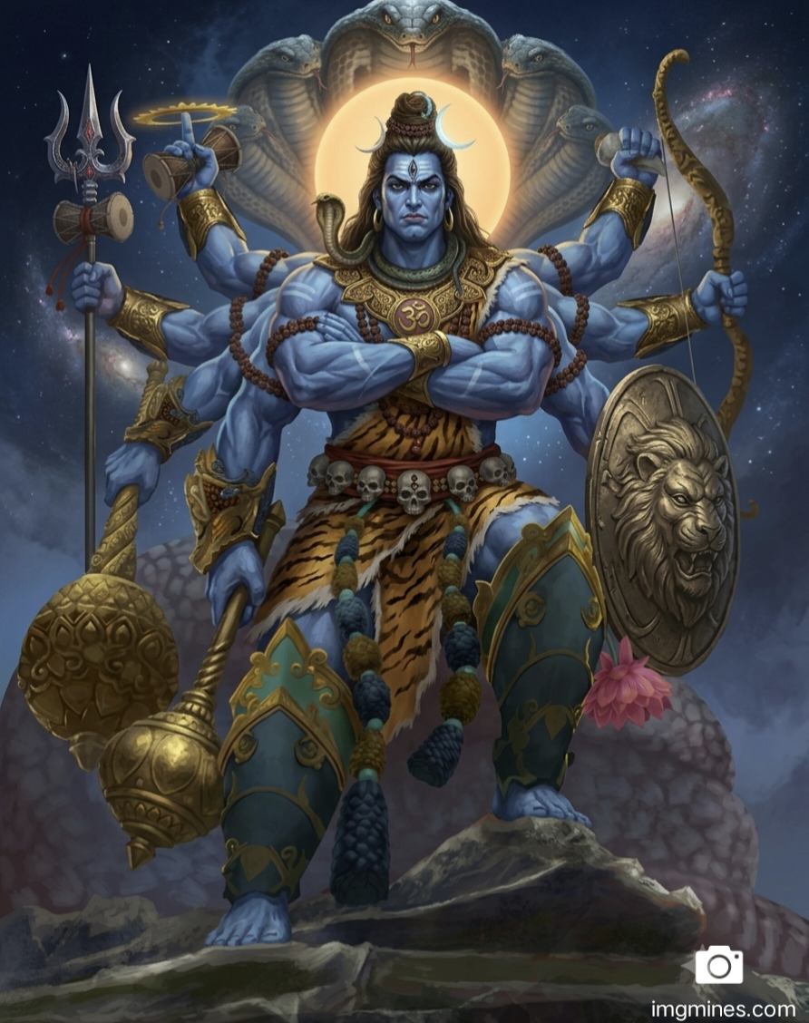 Good morning shiva image of Lord Shiva standing peacefully giving divine blessings