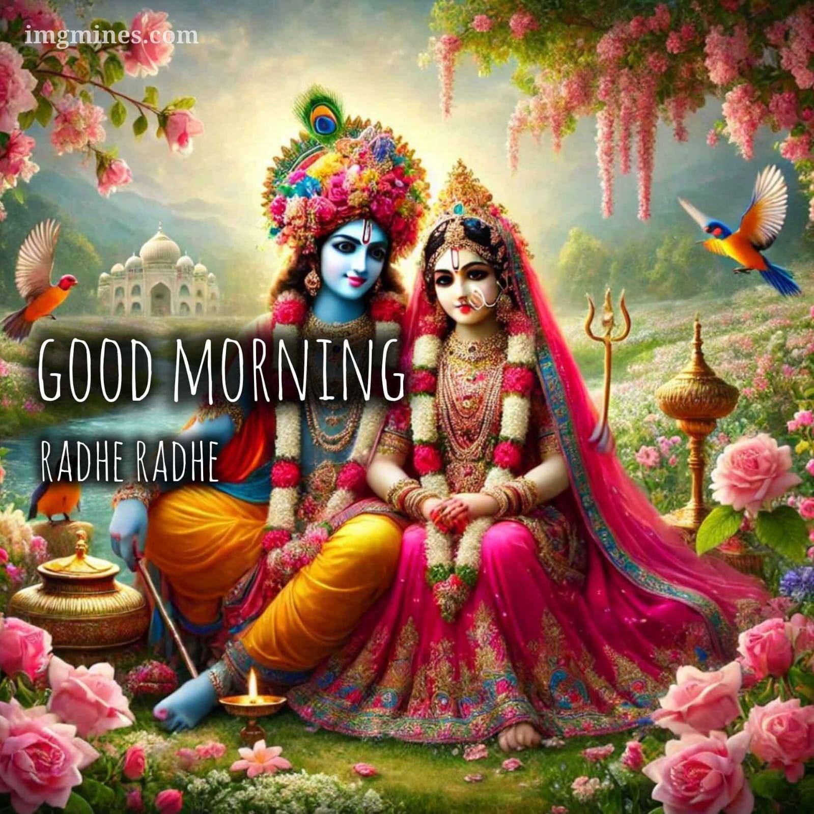 good morning krishna radha images three