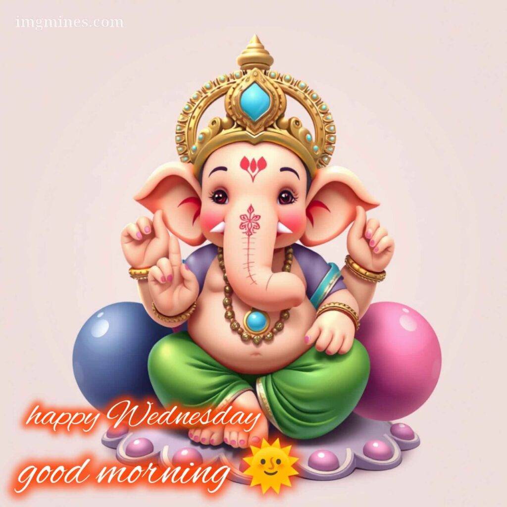 cute colorful god ganesh wednesday good morning image