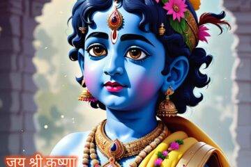 cute krishna image with jai shree krishna text