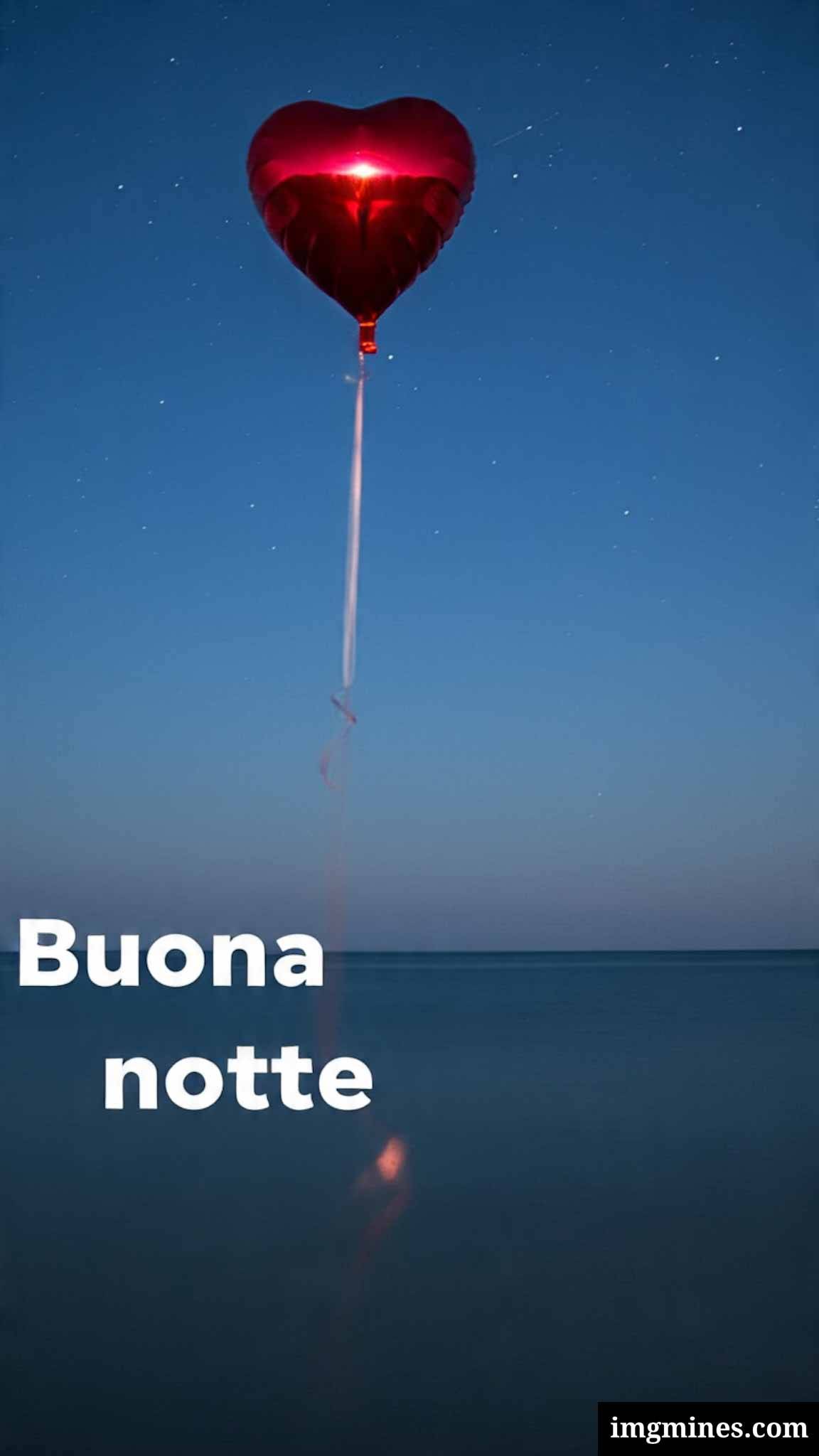 immagine di palloncino a forma di cuore rosso con testo di buonanotte