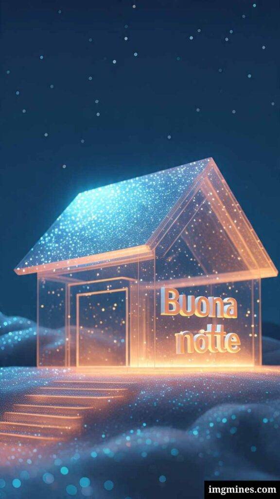 Bellissima casetta luminosa con messaggio di buonanotte