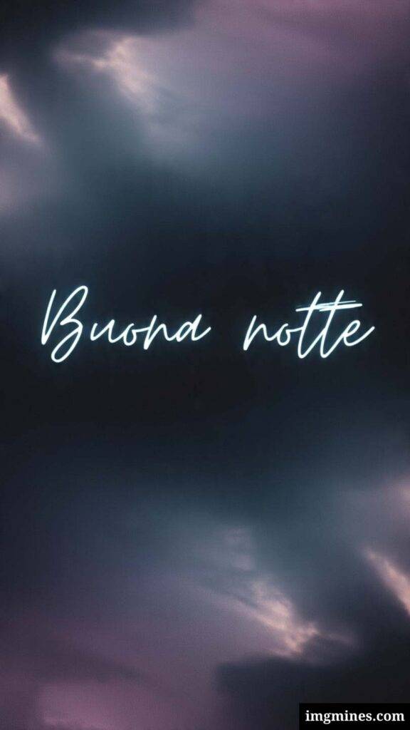 luce blu sullo sfondo del cielo con testo di buonanotte