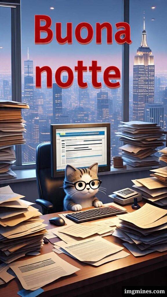 gatto in ufficio nuova immagine della buonanotte